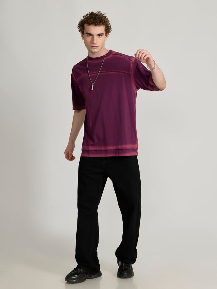 Men's printed baggy T-Shirt in midnight plum