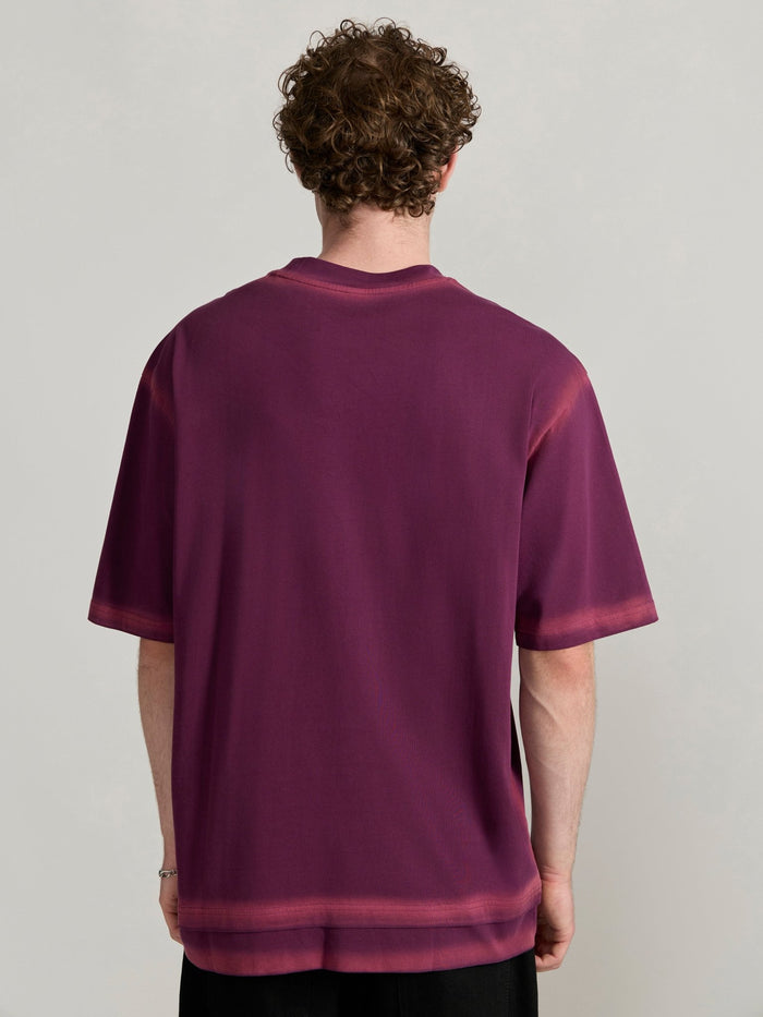 Men's printed baggy T-Shirt in midnight plum