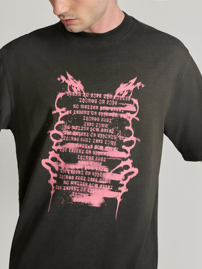 Men's printed baggy T-Shirt in black