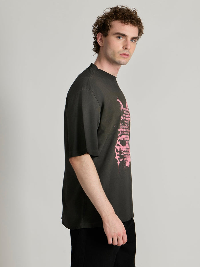 Men's printed baggy T-Shirt in black