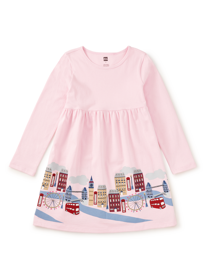 London Cityscape Skirted Dress