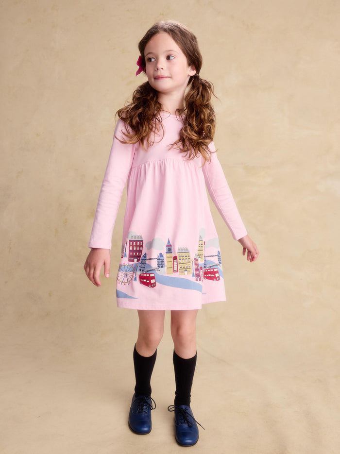 London Cityscape Skirted Dress