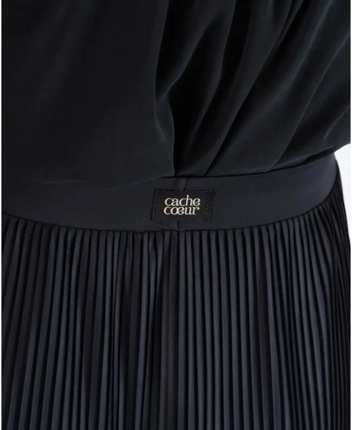 Long pleated pregnancy skirt Bardot black