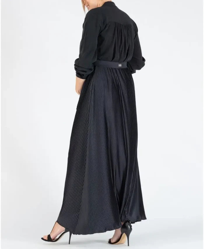 Long pleated pregnancy skirt Bardot black