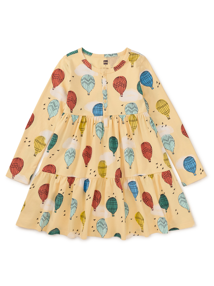 Long Sleeve Tiered Henley Dres