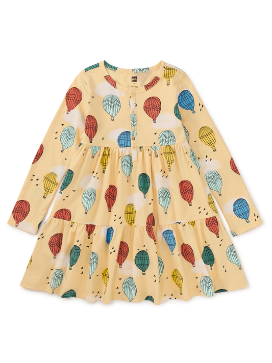 Long Sleeve Tiered Henley Dres