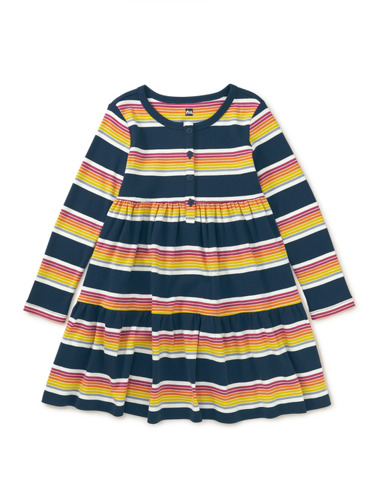 Long Sleeve Tiered Henley Dres