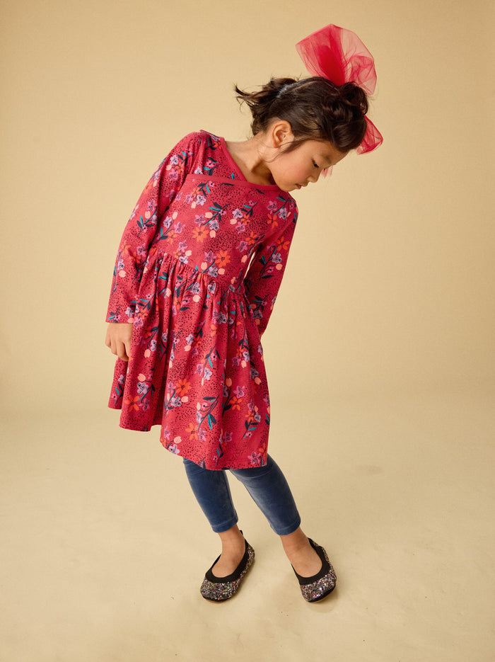 Long Sleeve Wrap Neck Dress