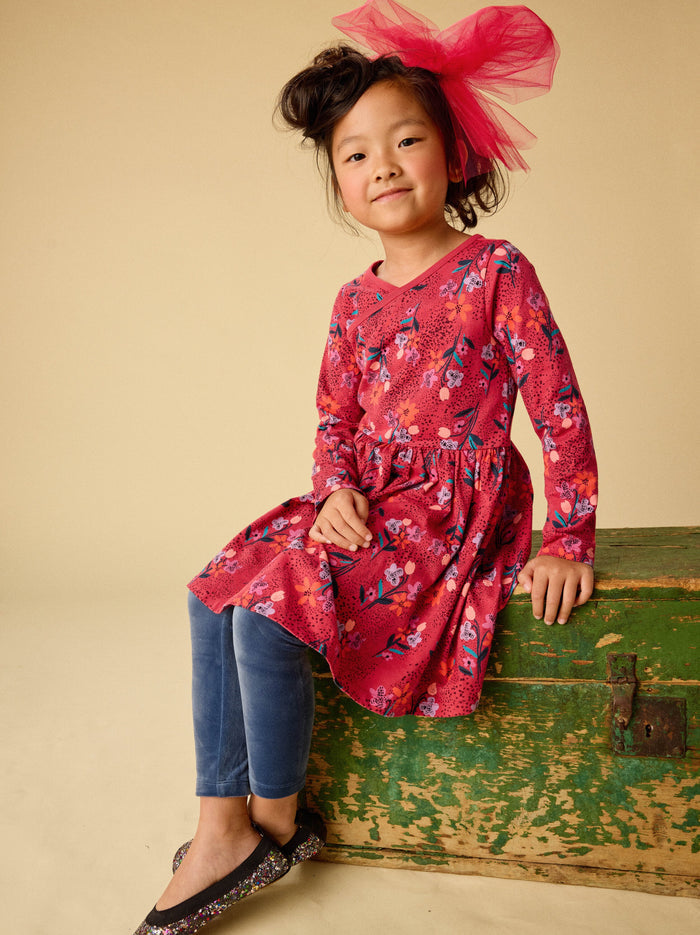 Long Sleeve Wrap Neck Dress