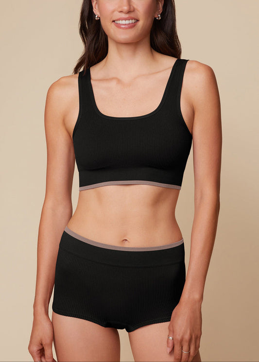 Harper Wilde - Lounge Rib Scoop Bralette - Black -