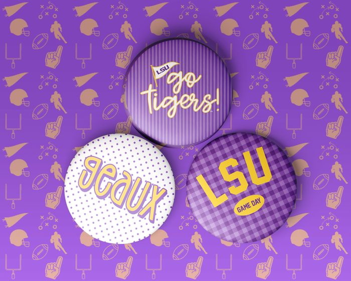 LSU Game Day Buttons | Louisiana State Tigers Game Day Pins