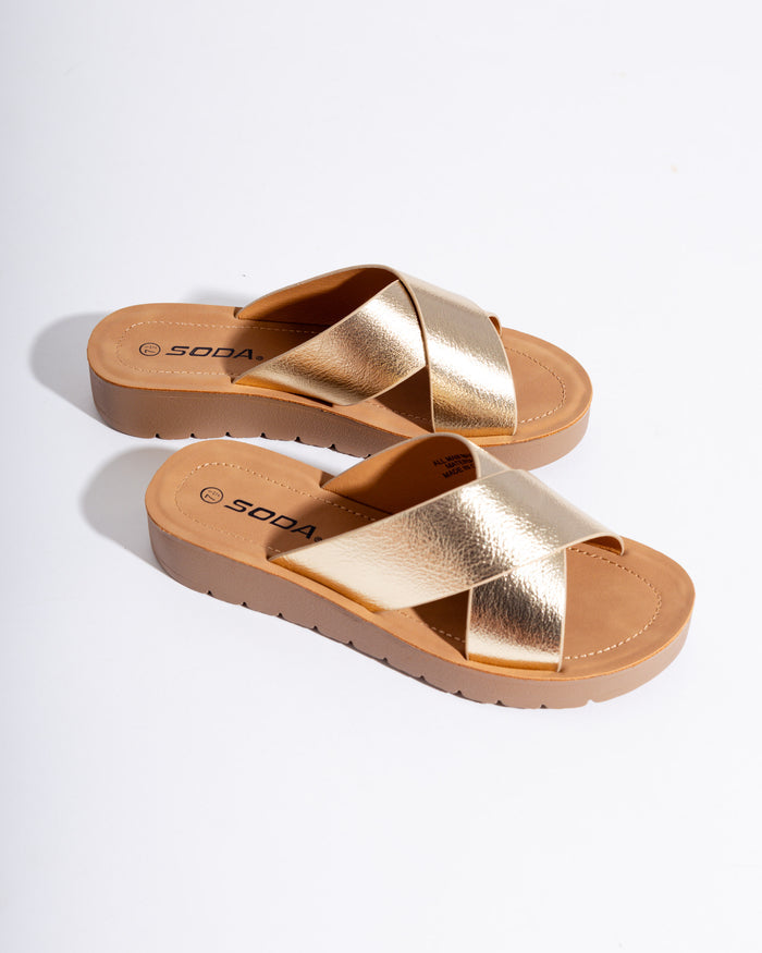 Lucy Cross Strap Slides
