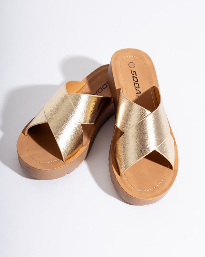 Lucy Cross Strap Slides