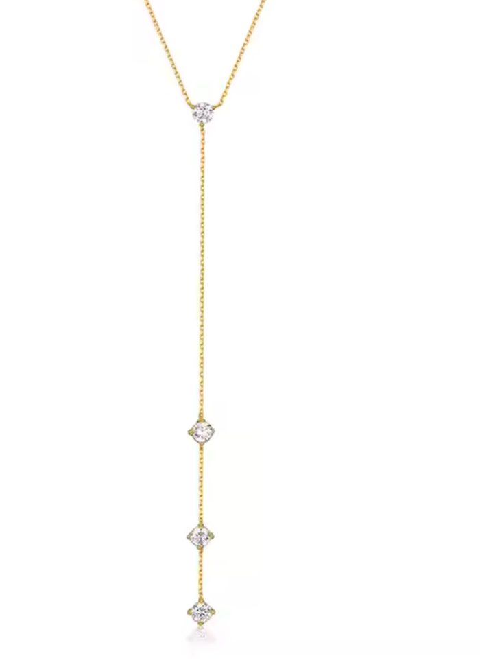 Luster CZ Minimalist Lariat 14k Necklace