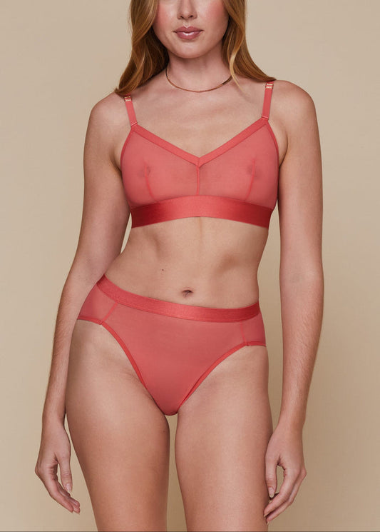 Harper Wilde - LuxeMesh Triangle Bralette - Coral -