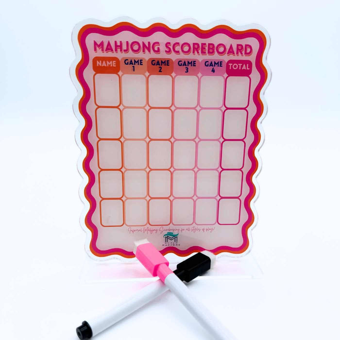 Mahjong Scoreboard | Scalloped Dry Erase Board with Stand & Markers