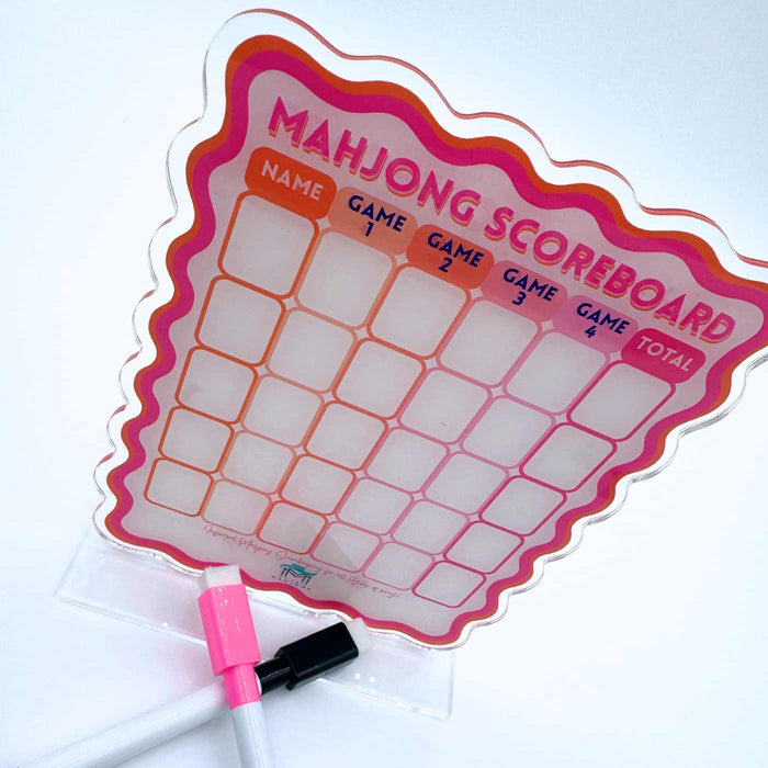 Mahjong Scoreboard | Scalloped Dry Erase Board with Stand & Markers
