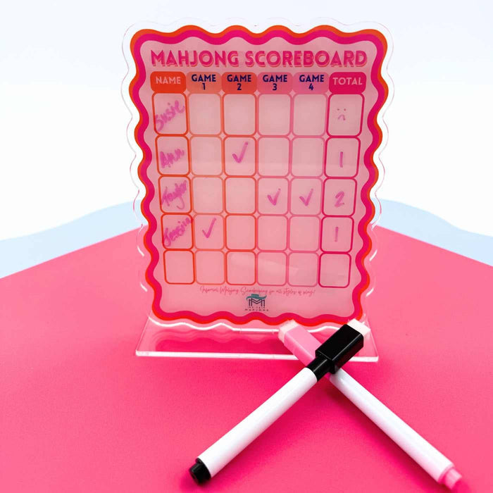 Mahjong Scoreboard | Scalloped Dry Erase Board with Stand & Markers