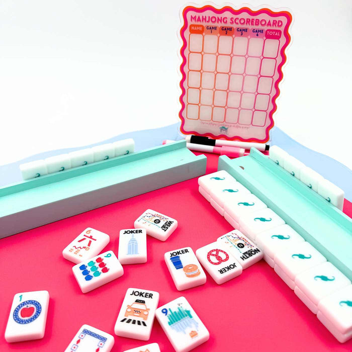 Mahjong Scoreboard | Scalloped Dry Erase Board with Stand & Markers