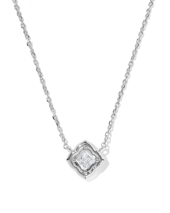 Mallory Crystal Silver Short Pendant Necklace