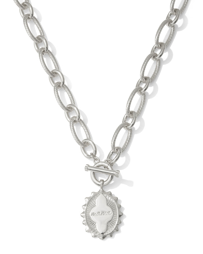 Mama Link Chain Necklace in Silver