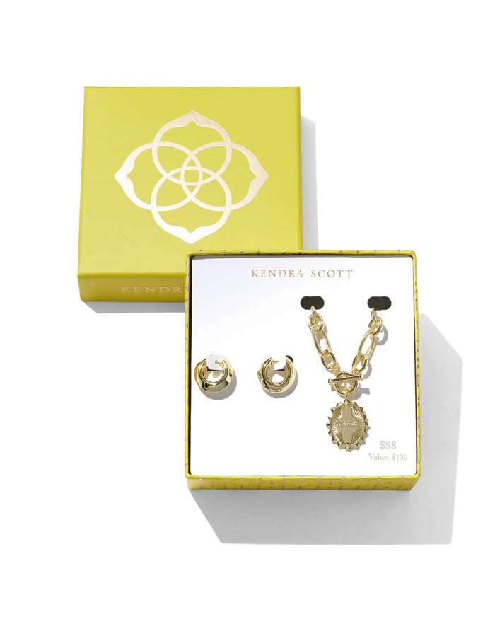 Mama & Mikki Gift Set in Gold White Crystal