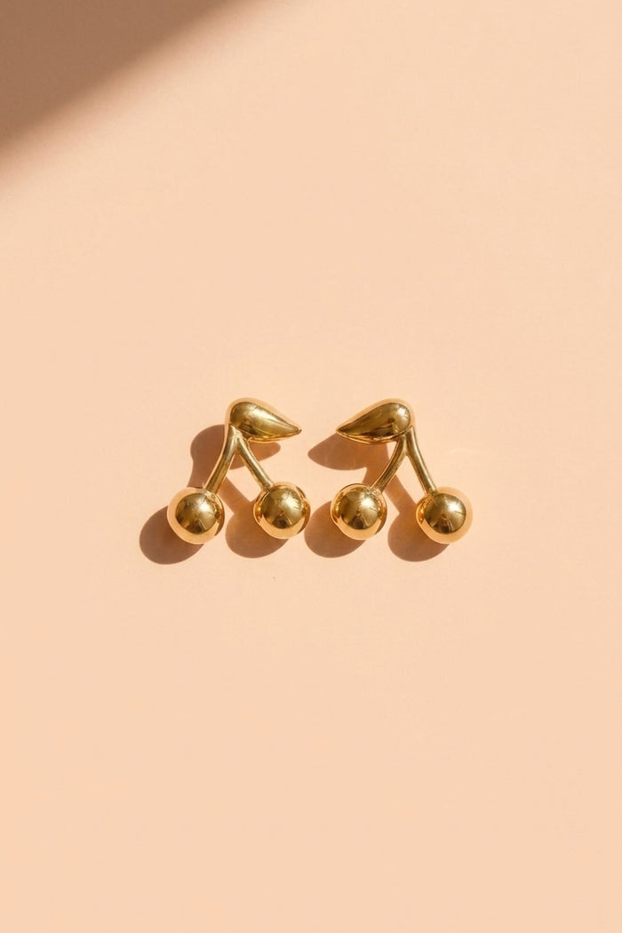 Peter + June - Maraschino Studs - 18k Gold Plated -