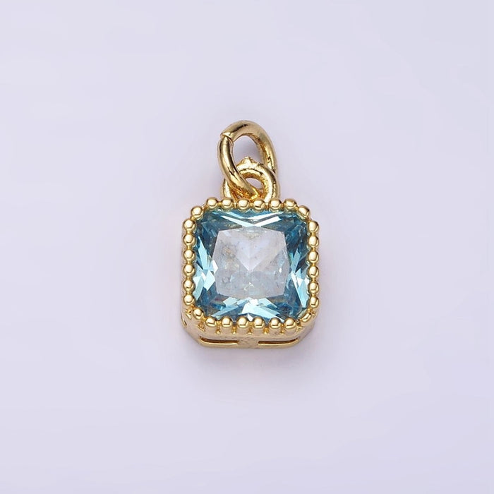 March Square Birthstone Charm