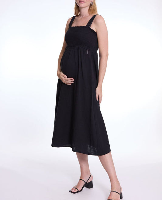 Maternity and nursing long dress Lola black