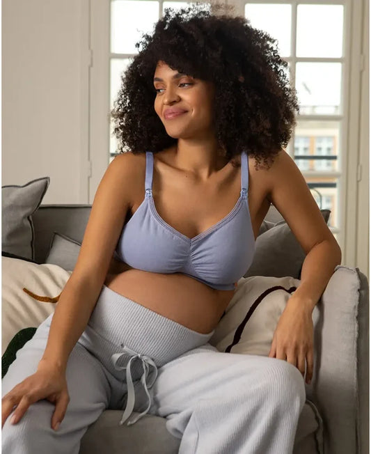 Maternity and nursing seamless bra Organic sky blue