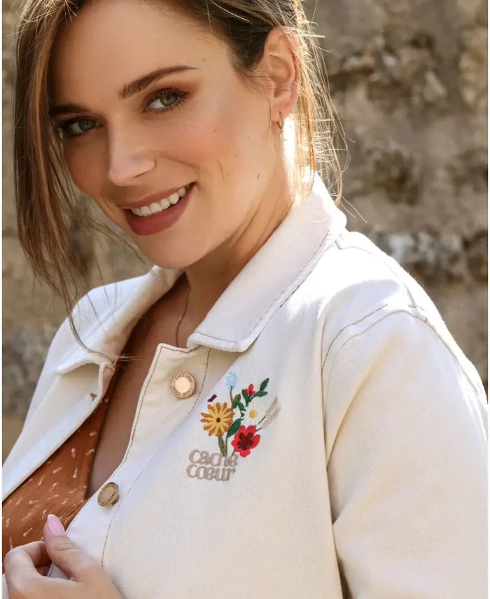 Maternity jean jacket Romy beige - Coats and jackets