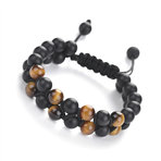 Matte Black Onyx and Tiger Eye 8mm Double Layer Wrap Beaded Bracelet