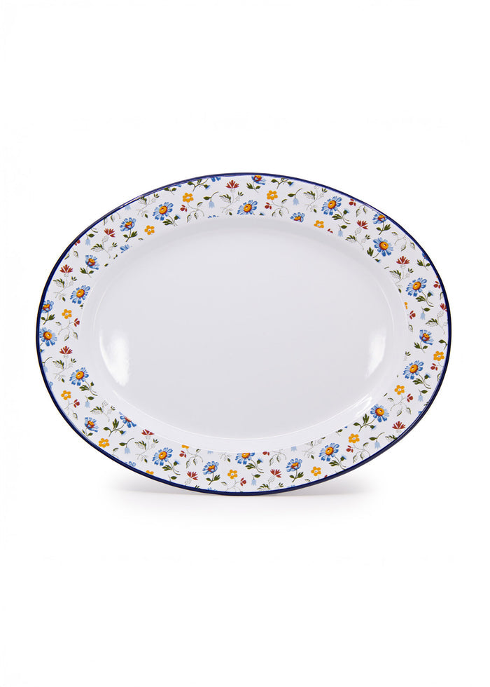Crow Canyon Home - Max Humphrey x CCH Flowers Oval Tray - Blue -