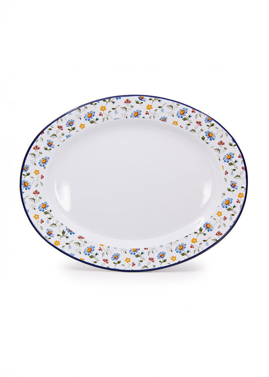 Crow Canyon Home - Max Humphrey x CCH Flowers Oval Tray - Blue -
