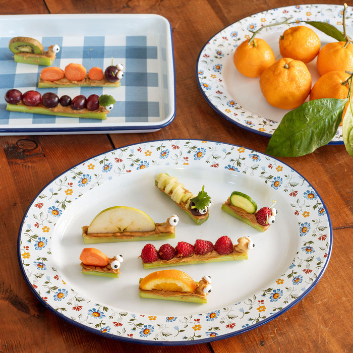 Crow Canyon Home - Max Humphrey x CCH Flowers Oval Tray - Blue -