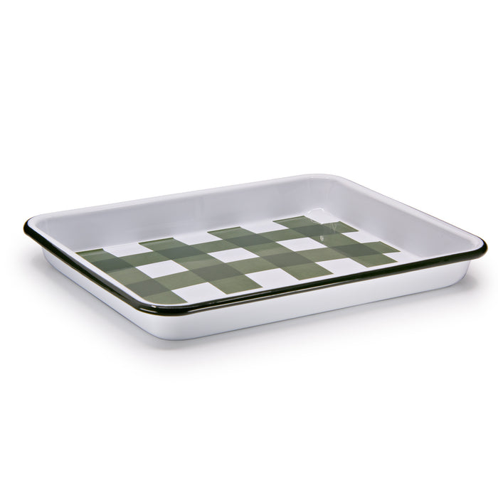 Crow Canyon Home - Max Humphrey x CCH Gingham Small Rectangle Tray - Forest Green -