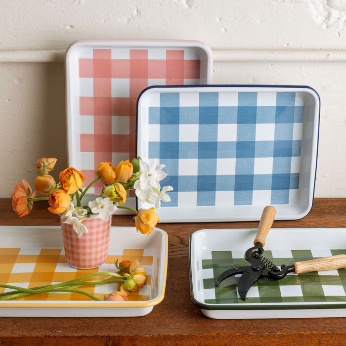 Crow Canyon Home - Max Humphrey x CCH Gingham Small Rectangle Tray - Forest Green -