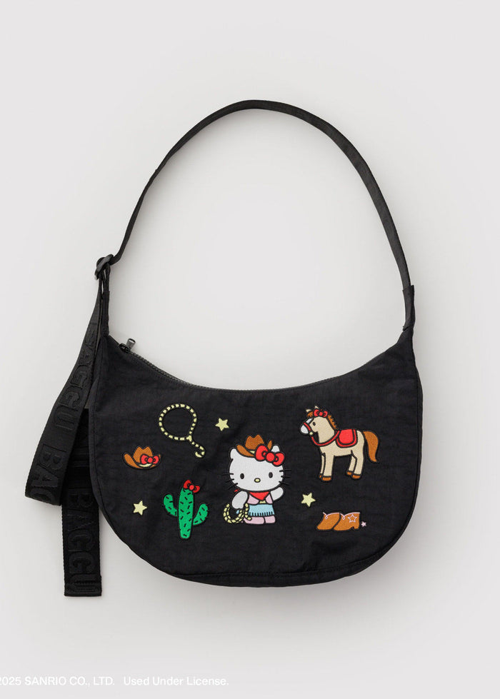 Baggu - Medium Nylon Crescent Bag - Embroidered Hello Kitty Western -
