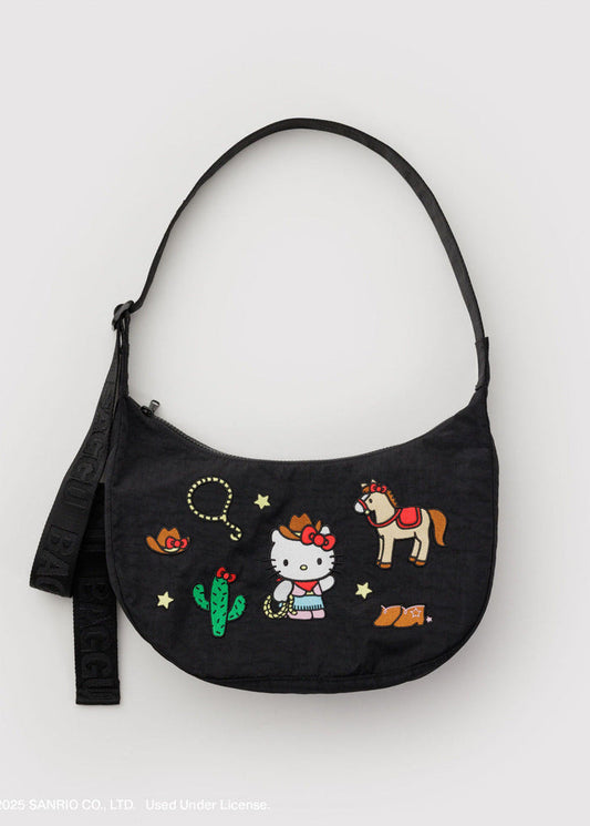 Baggu - Medium Nylon Crescent Bag - Embroidered Hello Kitty Western -
