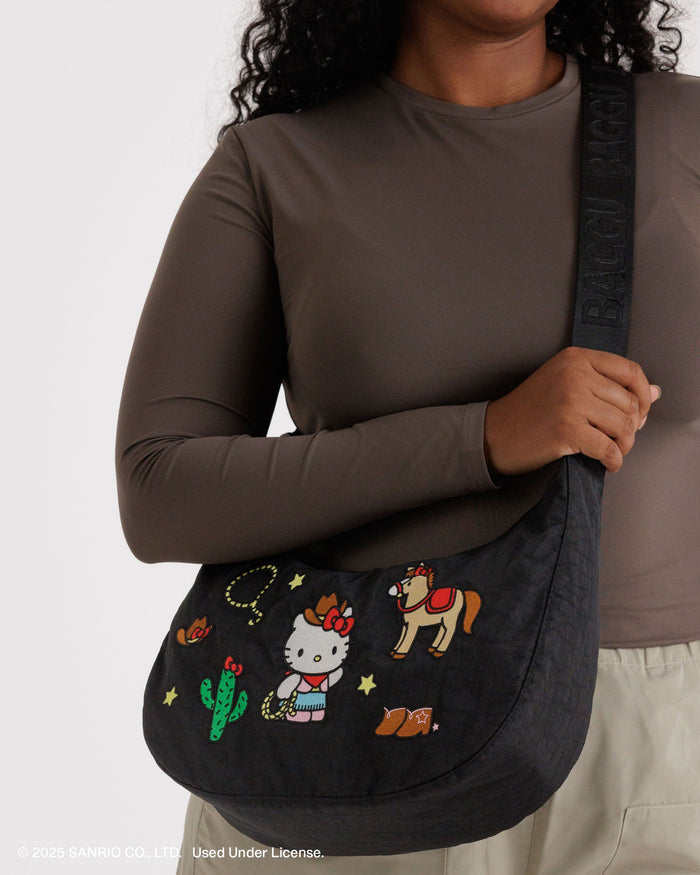 Baggu - Medium Nylon Crescent Bag - Embroidered Hello Kitty Western -