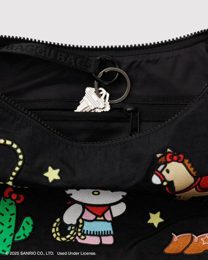 Baggu - Medium Nylon Crescent Bag - Embroidered Hello Kitty Western -
