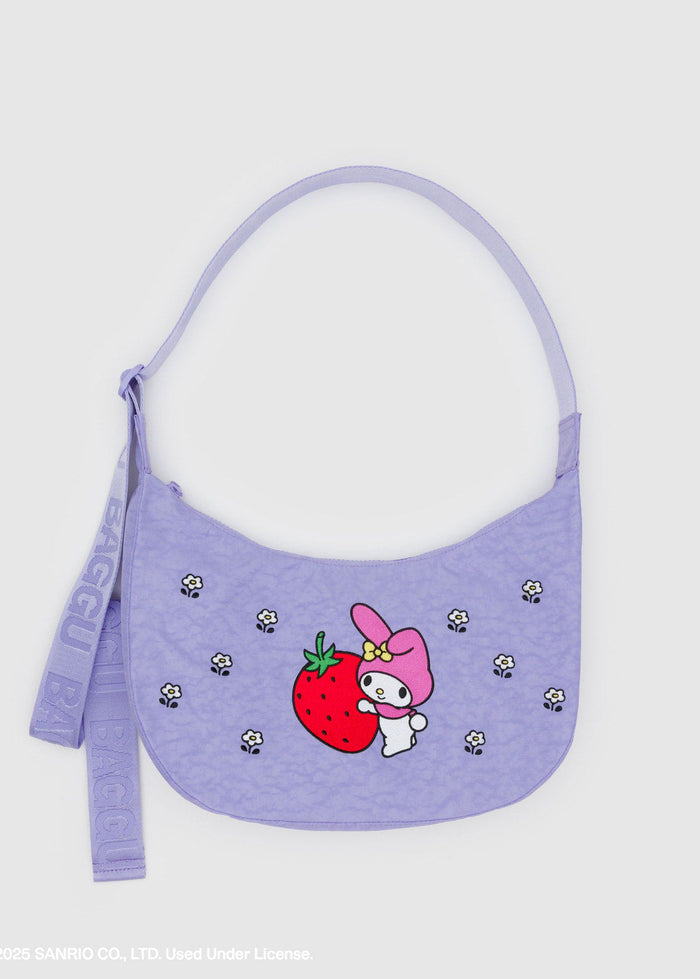 Baggu - Medium Nylon Crescent Bag - Embroidered My Melody Strawberry -