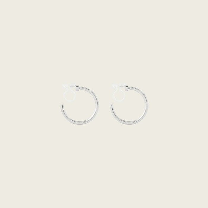 Aiori - Medium Thin Hoop Clip On Earrings - Silver -