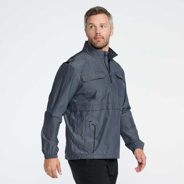 PXG men's grey 1/2 zip pullover jacket on a white background
