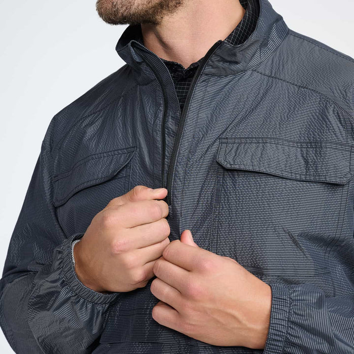PXG men's grey 1/2 zip pullover jacket on a white background