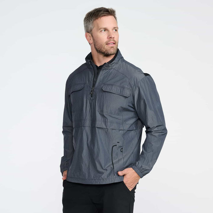 PXG men's grey 1/2 zip pullover jacket on a white background