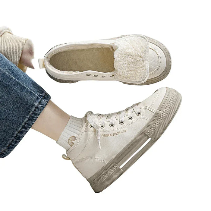 Men's Black Skate Shoes - Classic Canvas Upper, Comfortable Plush Inner, Casual Design, Unisex - Allen-Fitness