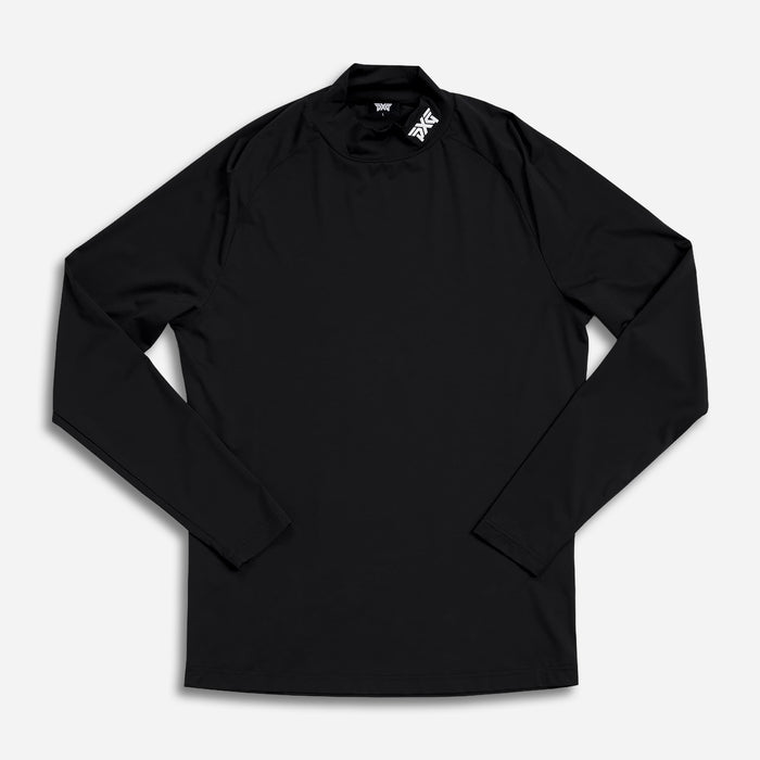 PXG men's black essential baselayer on a white background