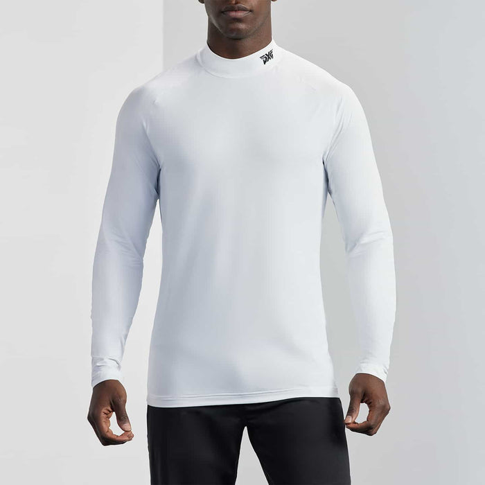 PXG men's white essential baselayer on a white background