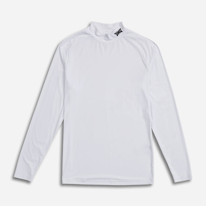 PXG men's white essential baselayer on a white background